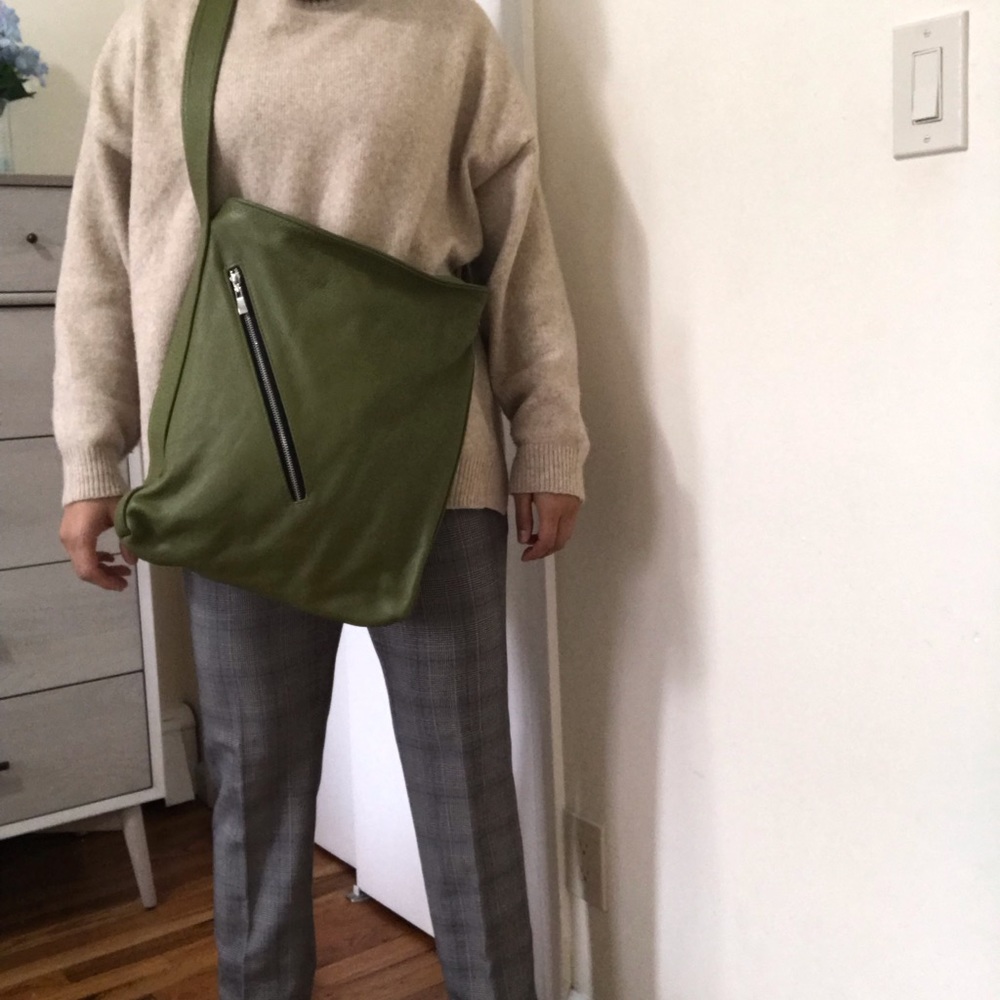 Green leather bag